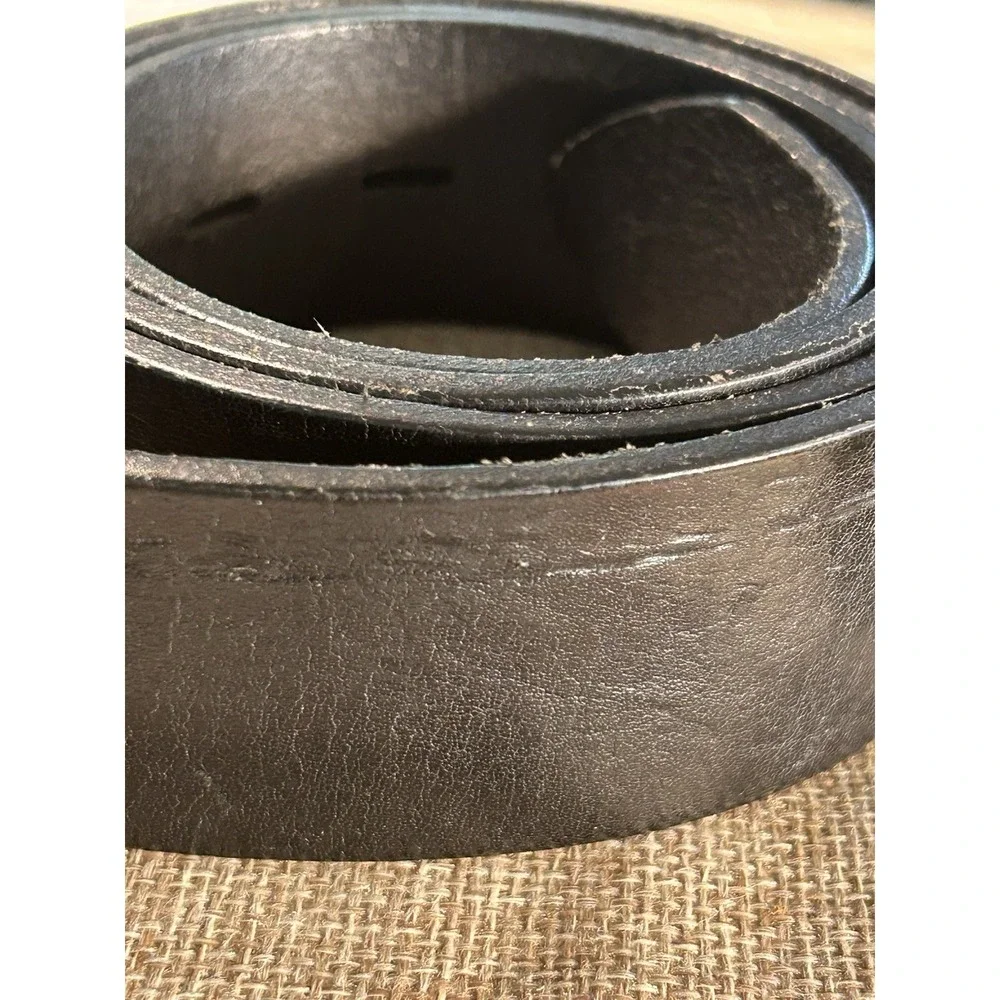Nautica‎ Italian Leather Belt Men's 38 Roller Buckle Black Gunmetal Buckle